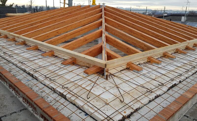 Struttura acciaio-legno per alleggerimento solaio e scarico peso copertura nei muri portanti